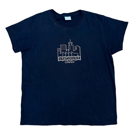Tops - Black Bejewelled Vancouver Canada Graphic T-Shirt